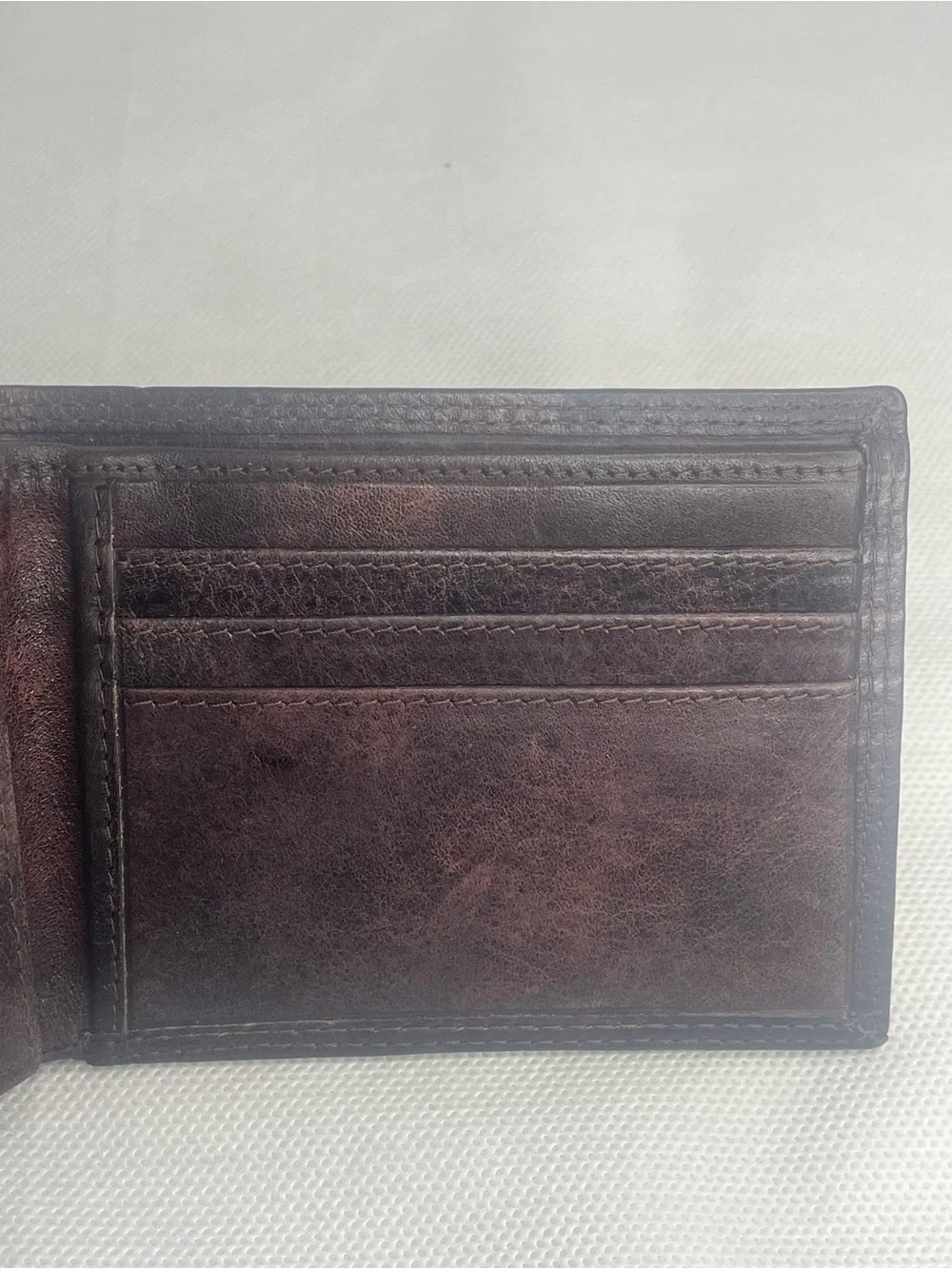Vera Pelle Genuine Leather Bifold Wallet Marbleized Brown Brick Multi-Slot Card